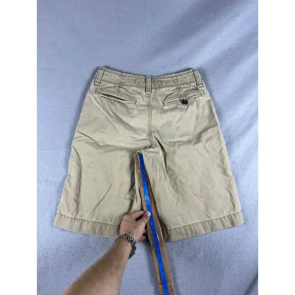 American Eagle Shorts Mens 28 Khaki Chino Flat Front Longer Length Classic